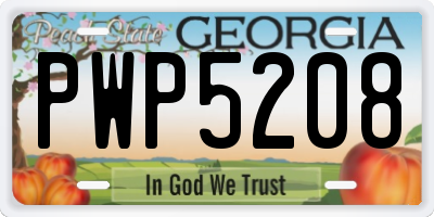GA license plate PWP5208