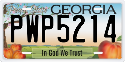 GA license plate PWP5214