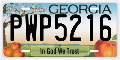 GA license plate PWP5216