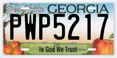 GA license plate PWP5217