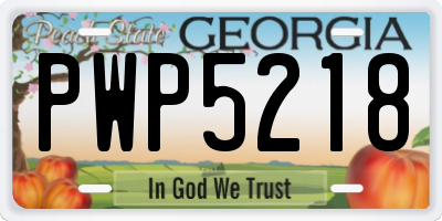 GA license plate PWP5218
