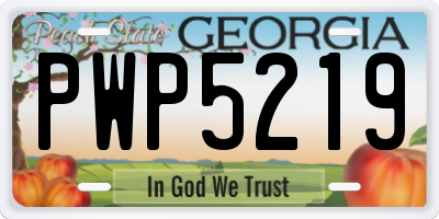 GA license plate PWP5219