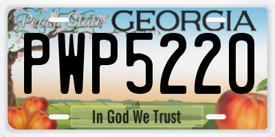 GA license plate PWP5220