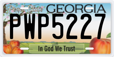 GA license plate PWP5227