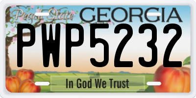 GA license plate PWP5232