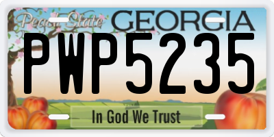 GA license plate PWP5235