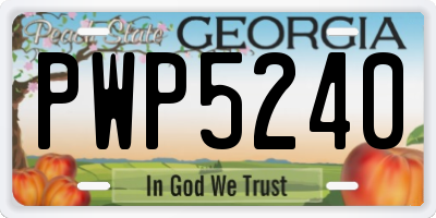 GA license plate PWP5240