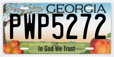 GA license plate PWP5272