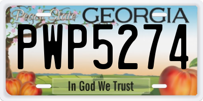 GA license plate PWP5274