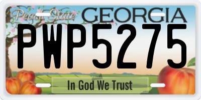 GA license plate PWP5275