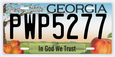GA license plate PWP5277