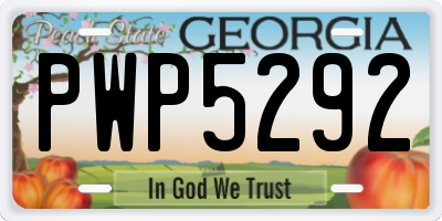 GA license plate PWP5292