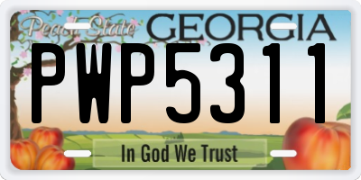 GA license plate PWP5311