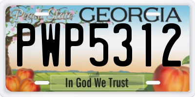 GA license plate PWP5312