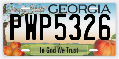 GA license plate PWP5326