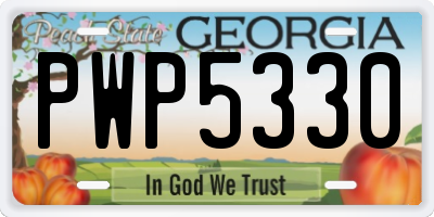 GA license plate PWP5330