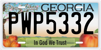 GA license plate PWP5332