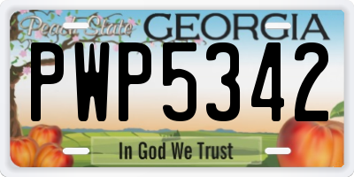 GA license plate PWP5342