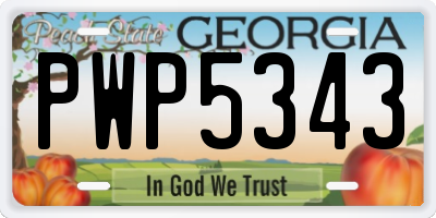 GA license plate PWP5343