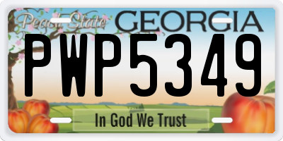 GA license plate PWP5349