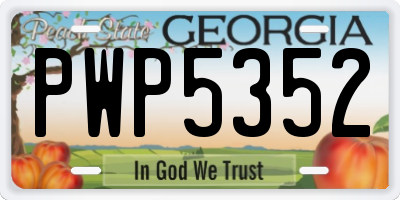 GA license plate PWP5352