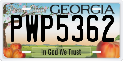 GA license plate PWP5362