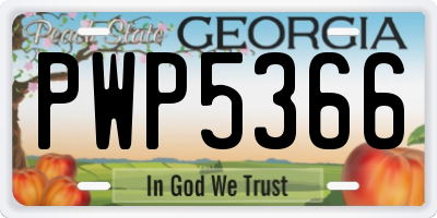 GA license plate PWP5366