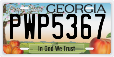 GA license plate PWP5367