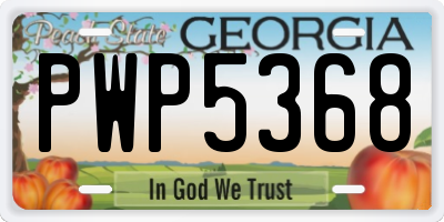 GA license plate PWP5368