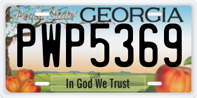 GA license plate PWP5369