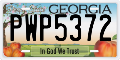 GA license plate PWP5372