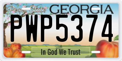 GA license plate PWP5374