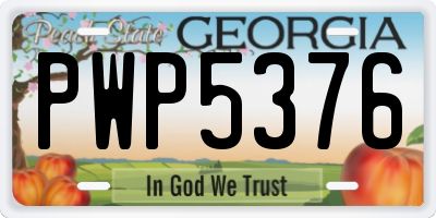 GA license plate PWP5376