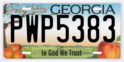 GA license plate PWP5383