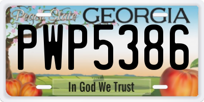 GA license plate PWP5386