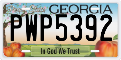 GA license plate PWP5392