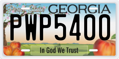 GA license plate PWP5400