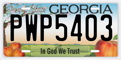 GA license plate PWP5403