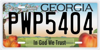 GA license plate PWP5404