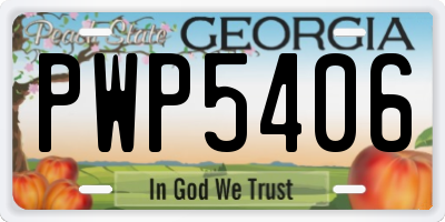 GA license plate PWP5406