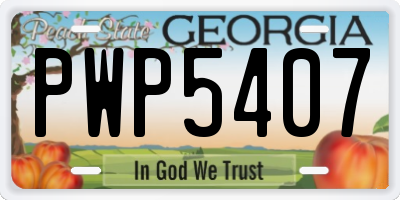 GA license plate PWP5407