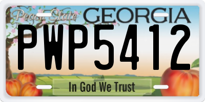 GA license plate PWP5412