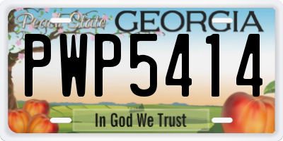 GA license plate PWP5414