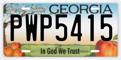GA license plate PWP5415