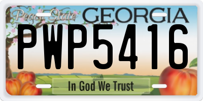 GA license plate PWP5416