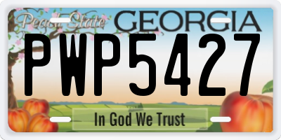 GA license plate PWP5427
