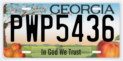 GA license plate PWP5436