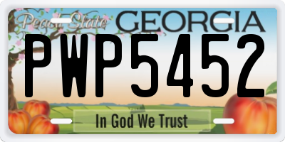 GA license plate PWP5452