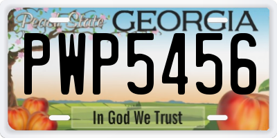 GA license plate PWP5456