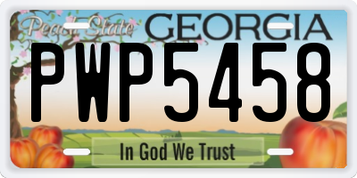 GA license plate PWP5458